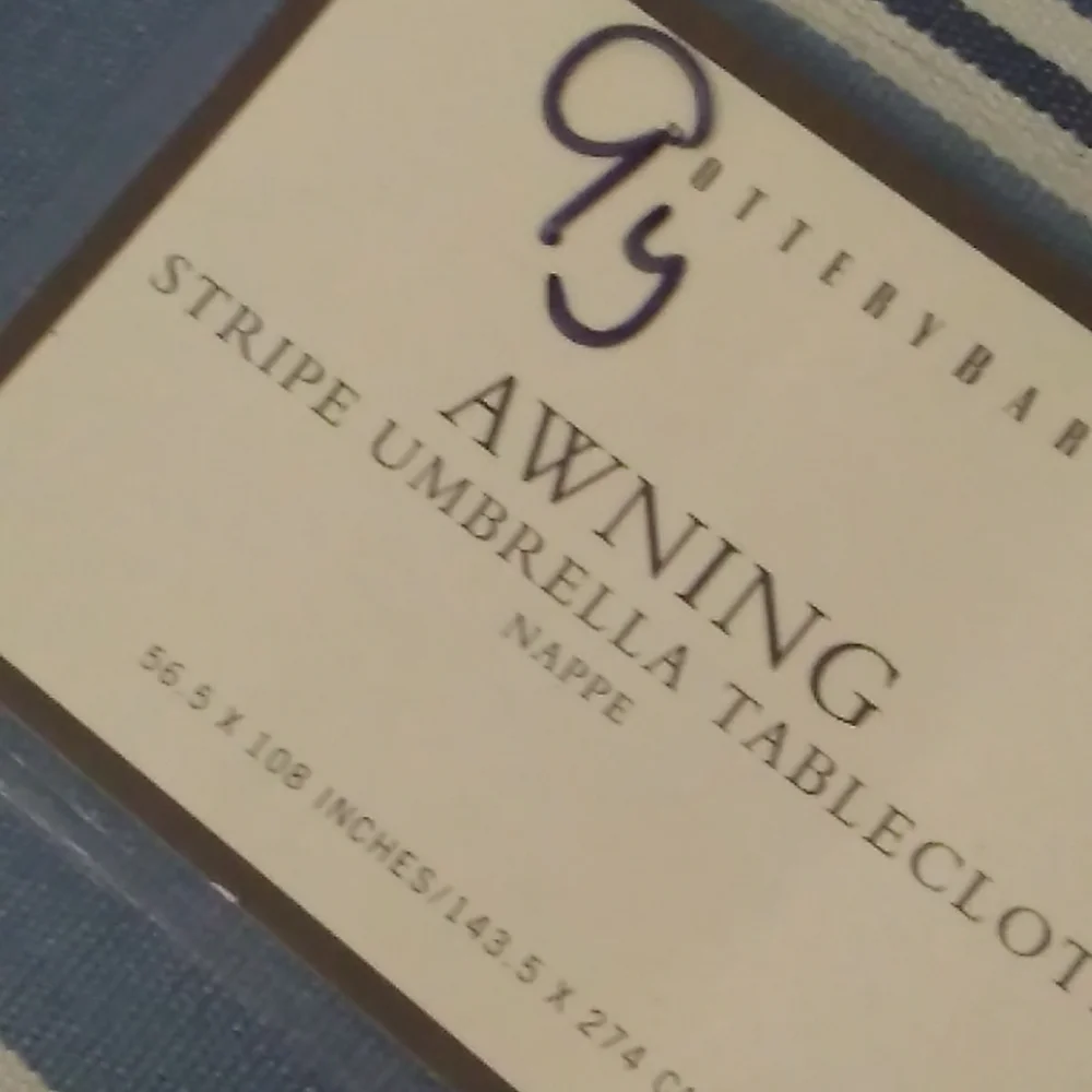 Pottery Barn Stripe Umbrella Tablecloth Blue
